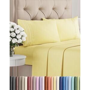 CGK Linens Queen Size 4 Piece Sheet Set Breathable & Cooling Microfiber Yellow